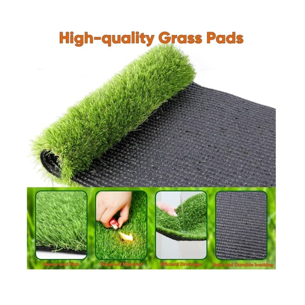 2-Pack Reusable Dog Artificial Turf Grass Pad with Grey Tray 22''X18''